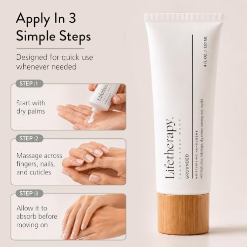 Lifetherapy Grounded Moisturizing Hand Cream 4oz - Fast Absorbing, Paraben-Free