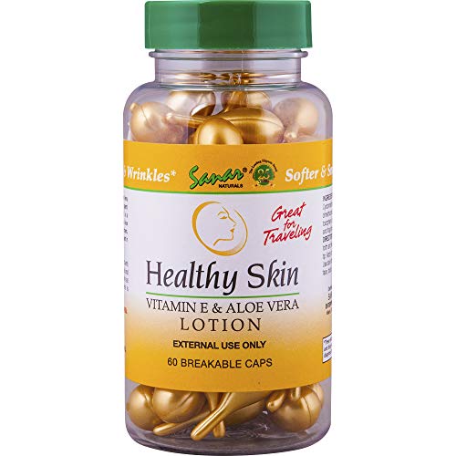 Sanar Naturals Healthy Skin Vitamin E Lotion with Aloe Vera Gel, 60 ct - Face Moisturizer Skin Care, Serum Capsules - Reduce Wrinkles, Dark Spots - Rapid Repair for Smooth Hydrated Skin