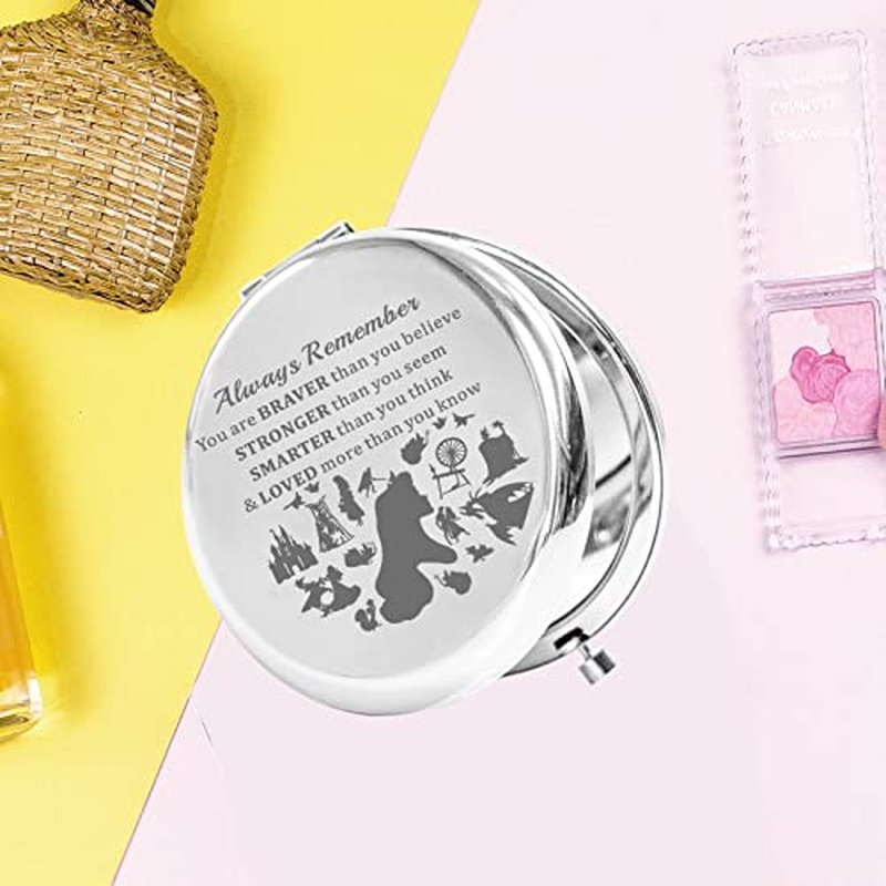 KEYCHIN Sleeping Princess Pocket Mirror Aurora Princess Fans Gifts You are Braver Stronger Smarter Than You Think Compact Makeup Mirror for Women Girls Teenagers (Sleeping Princess Mirror-S)