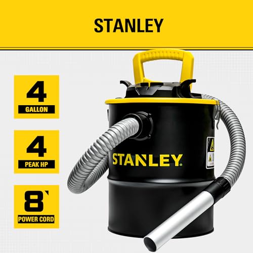 Stanley 4 Gallon 4 HP Ash Vacuum for Fireplaces & Pellet Stoves