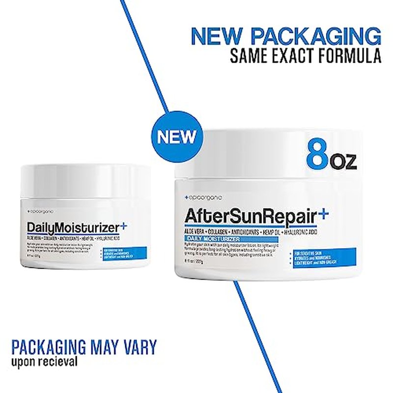 After Sun Daily Moisturizer & Repair | Vitamin E Cream | 24-Hour Hydration for Sun-Exposed Skin | Improves Skin Texture | Fragrance-Free Face and Body Lotion | 8 oz