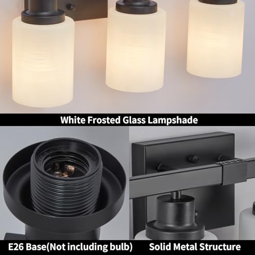 Black Bathroom Vanity Light Over Mirror 5-Light Fixture 30in - Matte Black