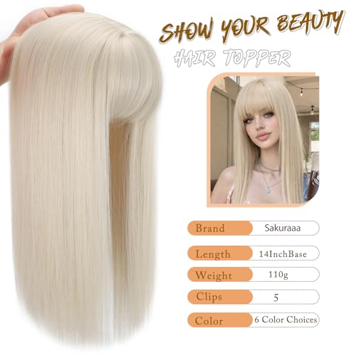 White Sakuraaa Hair Topper for Women with Thinning Hair 14 Inch Wavy Layered