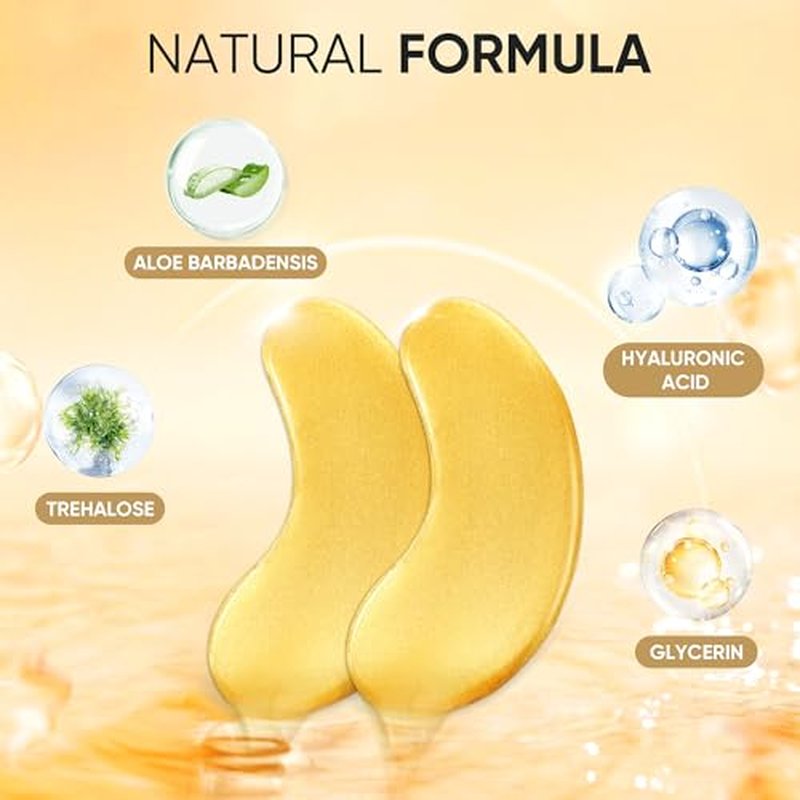 40 Pcs/20 Pairs 24K Gold Eye Mask Collagen Under Eye Mask Patches for Dark Circle Puffiness, Refresh, Revitalizing, Travel, Wrinkles, Gold Eye Patches