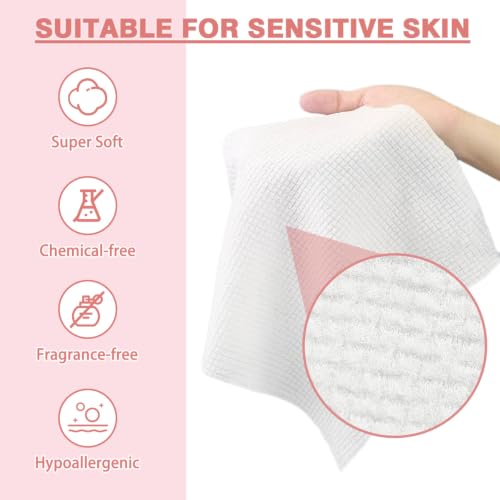 Disposable Face Towels Pack of 600 - Ultra Soft & Gentle Clean Towels for Sensitive Skin - Wet & Dry Dual-Use