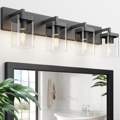 Black Square Bathroom Vanity Light - 4 Lights Modern Over Mirror Fixture - Variation of THIS listing