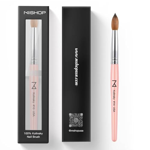Professional Acrylic Nail Brush Size 14 - Kolinsky Pink Nail Art Tool