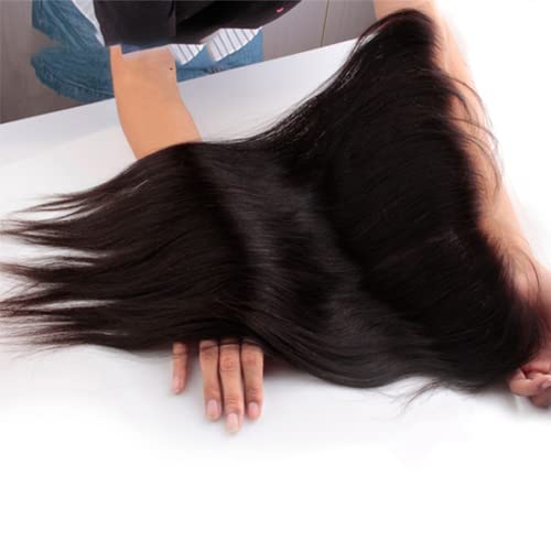 14 Inch Straight Lace Frontal Closure Human Hair Brazilian Virgin 13x4 Swiss Transparent Lace Pre-Plucked with Baby Hair