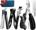 NURIUN 6PCS Toenail & Fingernail Clippers Set for Thick Nails Seniors - Professional Manicure Tools with Case