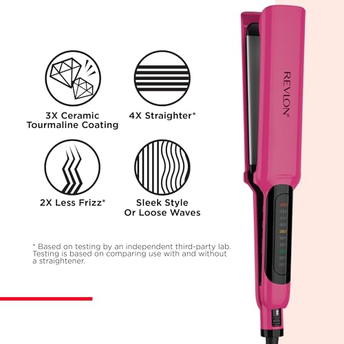Revlon Smooth Brilliance Ceramic Hair Flat Iron - 1.5 Inch Plates - Pink Variation