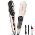 Pink Steam Hair Straightener Brush with Anti-Scald & 2 Steam Levels