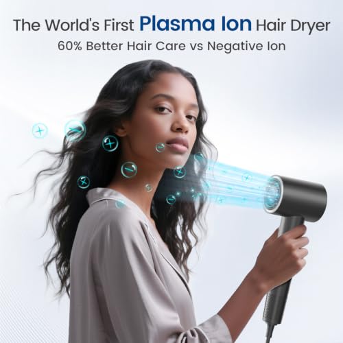 High-Speed 180,000 RPM Hair Dryer with Diffuser - Deep Black