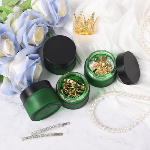 Green Frosted 2 oz Glass Cosmetic Jars with Airtight Lids - 48 Pack