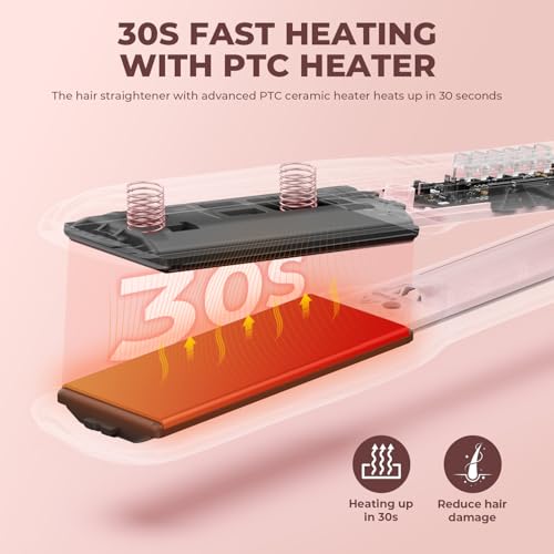 Pink 1.5 Inch Hair Straightener and Curler 2-in-1 Flat Iron with Fast Heating