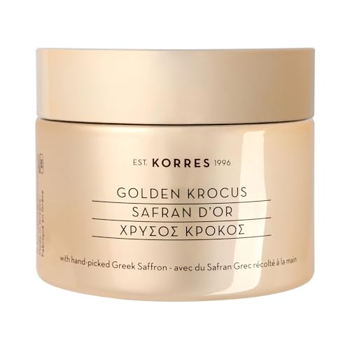 KORRES Golden Krocus Hydra-Filler Plumping Cream, Greek Saffron Face Moisturizer, Anti-Wrinkle Hydration Cream for Women & Men, Firming Day & Night Cream, Skin Care with Hyaluronic Acid, 1.69 fl oz