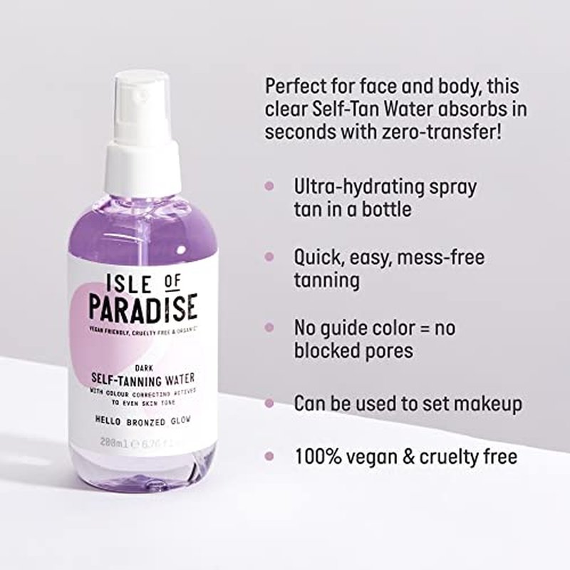 Isle of Paradise Self Tanning Water, Dark (Bronzed Glow) + Pro Glow Spray Tan Mister