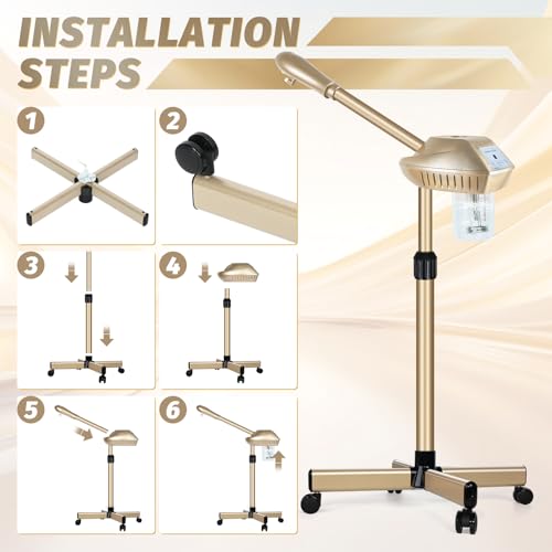 Facial Steamer Professional on Wheels - Champagne Gold, Small Model FST-04
