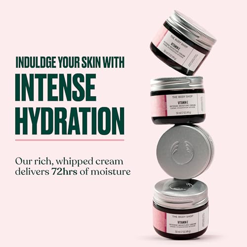 The Body Shop Vitamin E Intense Moisture Cream | 72hr Face Moisturizer with Hyaluronic Acid | Whipped Face Cream for Softer Smoother Skin, Vegan, 50 ml / 1.7 oz