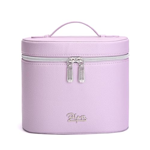 Purple Vegan Leather Makeup Bag Vanity Case, Women’s Travel Cosmetic Organizer