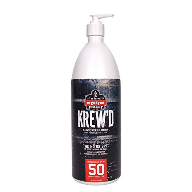 Ergodyne KREW¡¯D 6355 Sunscreen Lotion, Broad Spectrum SPF 50, Water Resistant, 32 oz, White