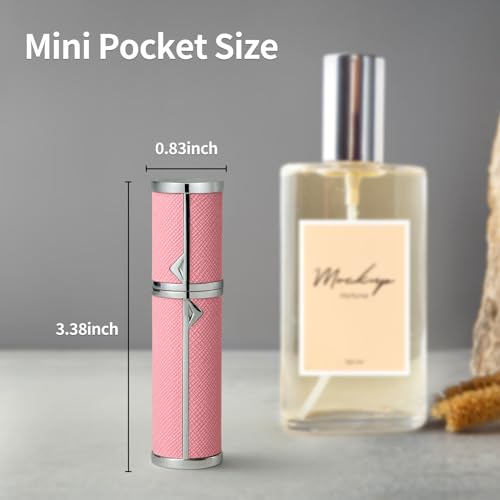Sky Blue & Pink Travel Perfume Atomizer Set - 2pcs 5ml Refillable Cologne Bottles with Leather Case