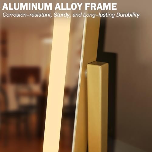 ROLOVE Gold 13" x 15" LED Vanity Mirror with Lights, Dimmable Touch Control