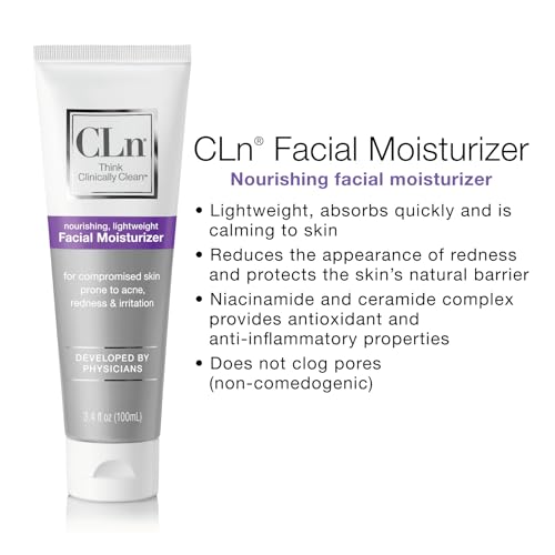 CLn¢ç Facial Moisturizer - Soothes & Calms Skin, Helps Reduce Appearance of Redness, Locks in Moisture without Clogging Pores, Dermatologist & Clinically Tested, 3.4 oz. (Pack of 2)