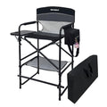 Black Tall Folding Director Chair with Side Table & Cosmetic Bag - 30.7" Seat Height, Supports 350 lbs