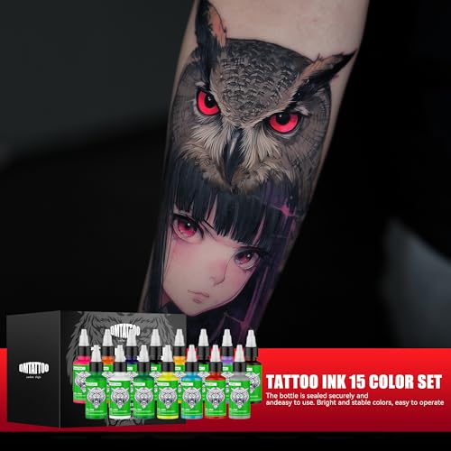 15-Color Tattoo Ink Set for Shading and Outlining - Vibrant, Long-Lasting
