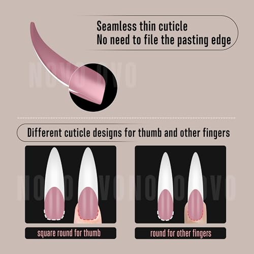 XXL Curved Stiletto Almond French Tip Nail Tips - 240 pcs Full Cover Fake Extensions