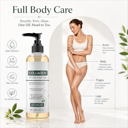 Collagen Body Oil for Skin Tightening & Hydration - 100g, Fast Absorbing
