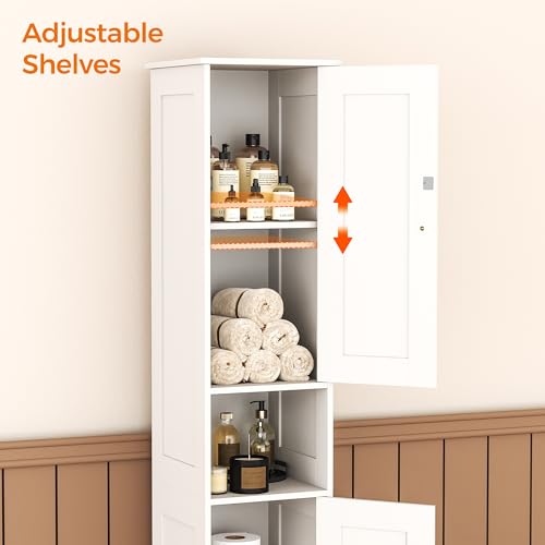 Tall Bathroom Storage Cabinet - White 11.8W Slim Vertical Organizer