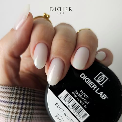 DIDIER LAB Fiber Builder Gel Soft White ? Self-Leveling HEMA-Free Builder Gel for Nails - Ultra-Strong LED UV Fiberglass Nail Builder Gel for Nail Repair Refills and Nail Extensions - 1.76 fl oz