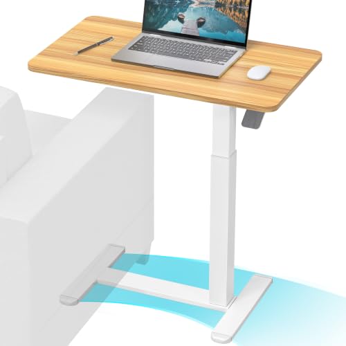 Height Adjustable Laptop Desk with Pneumatic Lift and Oak Finish