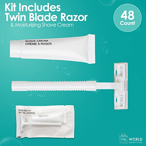 Hotel Shave Kit with Razor and Moisturizing Cream - 48 Pack, Clear Frosted Sachet (Variation of THIS listing)