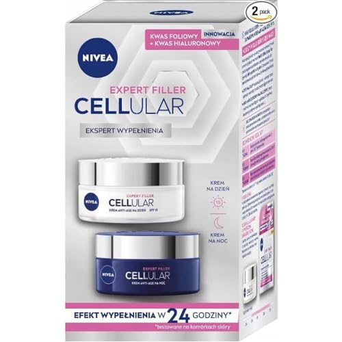 NIVEA Cellular Expert Filler Anti-Age Face Cream Set - Deep Hydration & Firming, 2 x 50ml