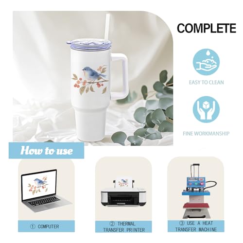 40oz Stainless Steel Sublimation Tumblers with Handle Set - White Bulk Drinkware for Custom Printing