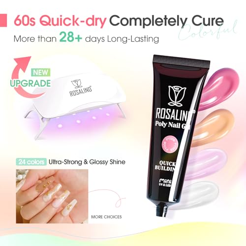 Pink Brown Poly Nail Gel Kit with 24 Colors & Nail Tools for DIY Manicure