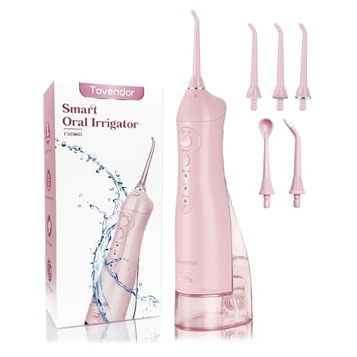 Pink Cordless Water Flosser with 3 Modes, 1400-2000 Pulses, 300ml Tank