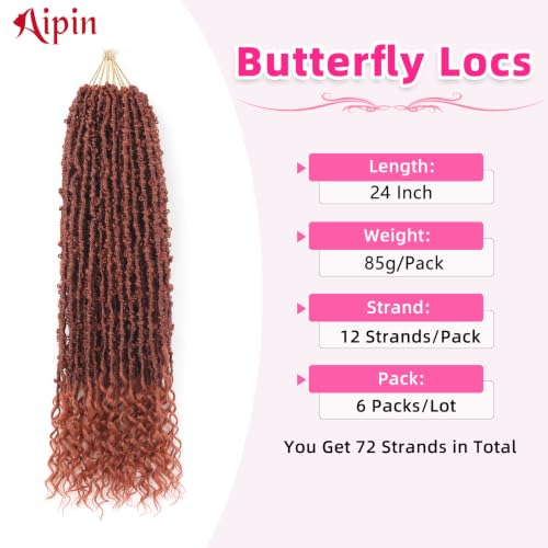 24 Inch Butterfly Locs Crochet Hair - Goddess Locs Synthetic Hair 6 Packs