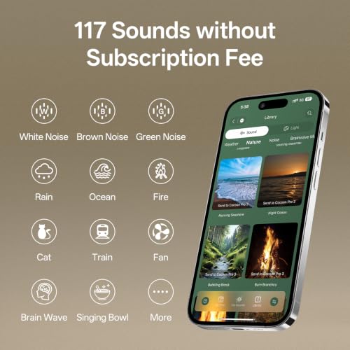 Hotmoon Cocoon Pro 3 Smart Sleep Sound Machine Black, 117 Sounds, App Control