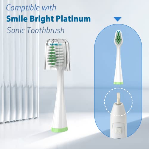 White Replacement Brush Heads for Smile Bright Platinum Sonic Toothbrush – Pack of 10