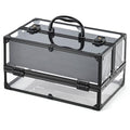 FRENESSA Portable Makeup Case Cosmetics Display Toiletry Organizer Box Transparent Acrylic Artists Train Case with 4 Trays Travel Makeup Tools Storage for Vanity Counter Dresser Organizer Black
