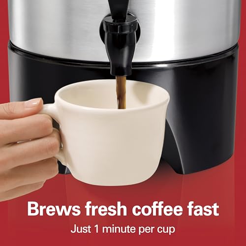 Hamilton Beach 45-Cup Coffee Urn & Hot Beverage Dispenser - Single-Spout, Silver