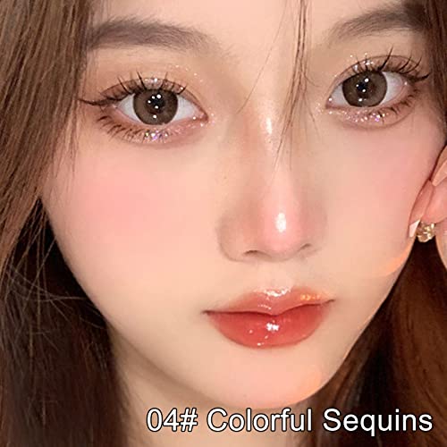Erinde Liquid Glitter Eyeshadow Eyeliner, Korean Makeup Bling Under Eye Shadow, Shimmer Metallic, Lightweight Waterproof Long Wearing, Loose Glue for Sparkly Crystals Eye Makeup, Colorful Sequins