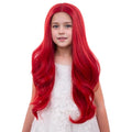 Girl Bright Red Wavy Curly Wig for Kids - Long Hair, Secure Fit, Heat-Resistant Synthetic