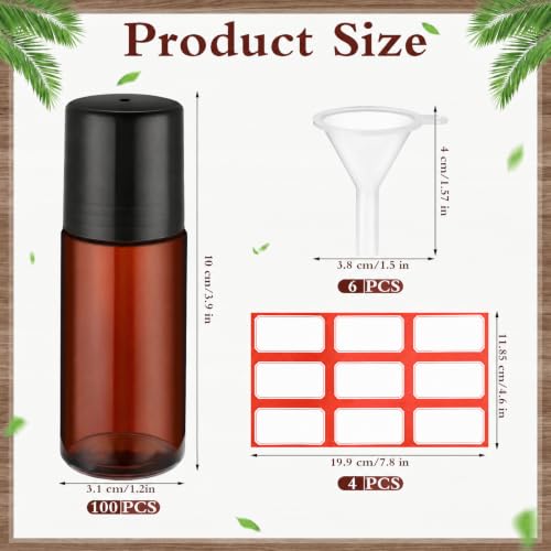 Sumind Plastic 30ml Glass Roller Bottles for Essential Oils Tea 100 Pcs