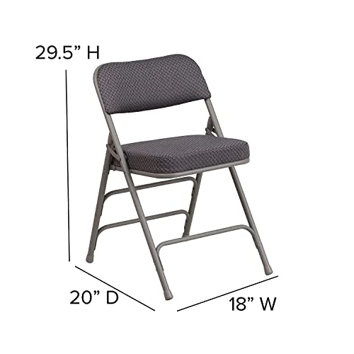 Gray Fabric Folding Chair Set of 2 - Padded Metal Folding Chairs for Indoor & Outdoor Use