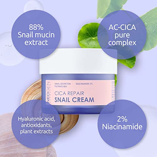 NEOGEN CICA REPAIR SNAIL Line Excellent recovery and soothing effects from CICA PURE COMPELX restores healthy-looking firm skin (Cream)