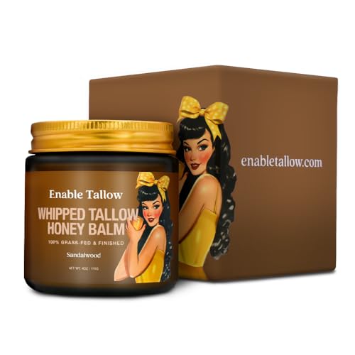 Enable Tallow Dry Whipped Beef Tallow & Manuka Honey Balm for Face & Body 4oz